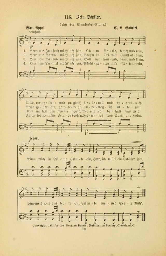 Frohe Lieder und Brüder-Harfe: eine Sammlung von Liedern für Sonntagschulen und Jugendvereine (Spezialle Aufl.) page 134