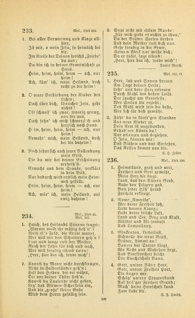 Frohe Lieder und Brüder-Harfe: eine Sammlung von Liedern für Sonntagschulen und Jugendvereine (Spezialle Aufl.) page 249