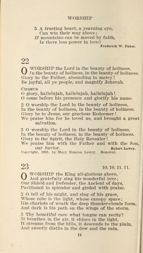 Free Methodist Hymnal page 14