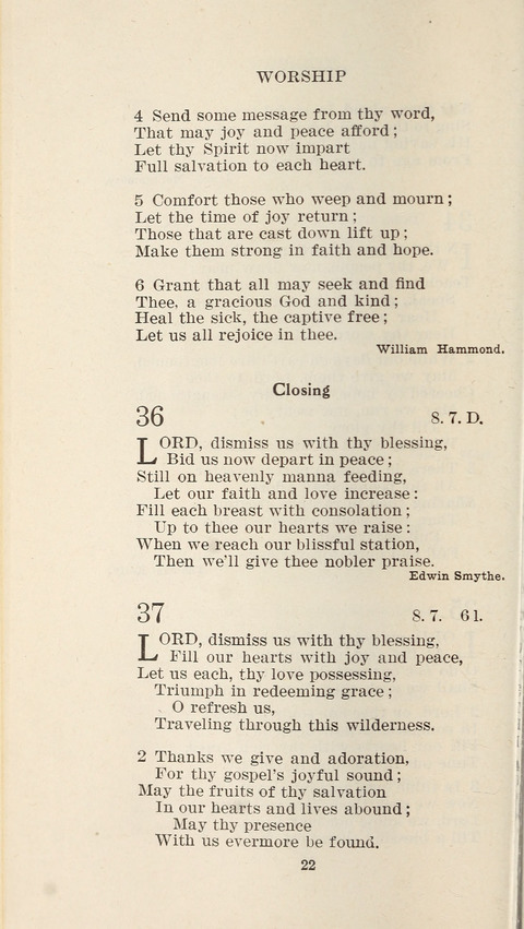 Free Methodist Hymnal page 22