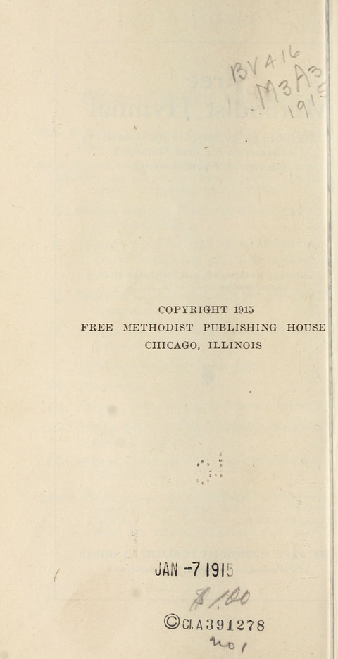 Free Methodist Hymnal page ix