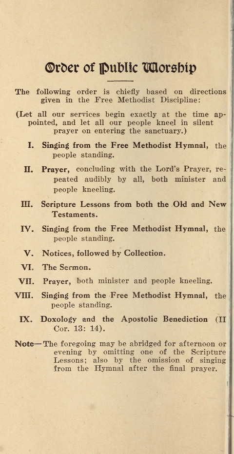 Free Methodist Hymnal page vii