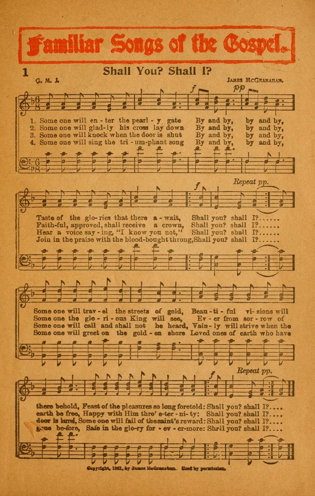 Familiar Songs of the Gospel No. 1 page 1