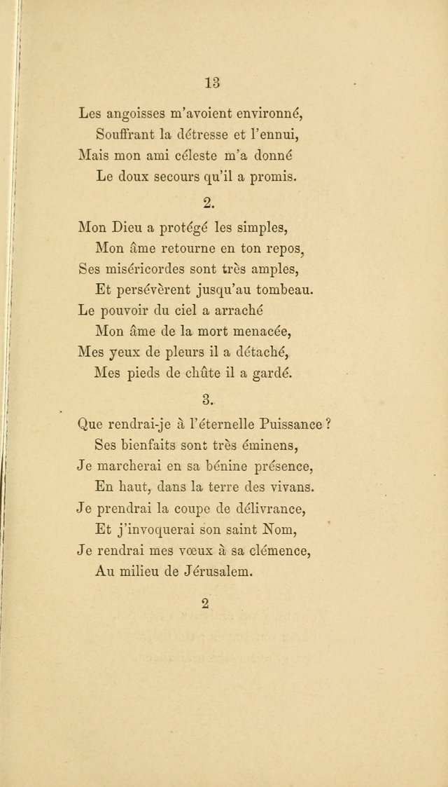 A Few Specimens of Psalms, Hymns and Spiritual Songs: which are deemed suitable for French schools and congregations in America page 13