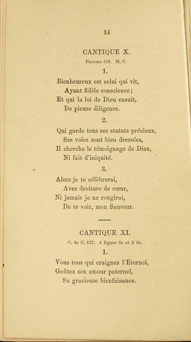 A Few Specimens of Psalms, Hymns and Spiritual Songs: which are deemed suitable for French schools and congregations in America page 14