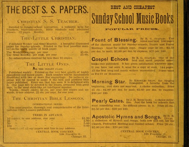 Fount of Blessing: a choice collection of sacred melodies, suitable for sunday schools, bible classes, prayer and praise meetings, gospel temperance meetings, and the home circles page 156