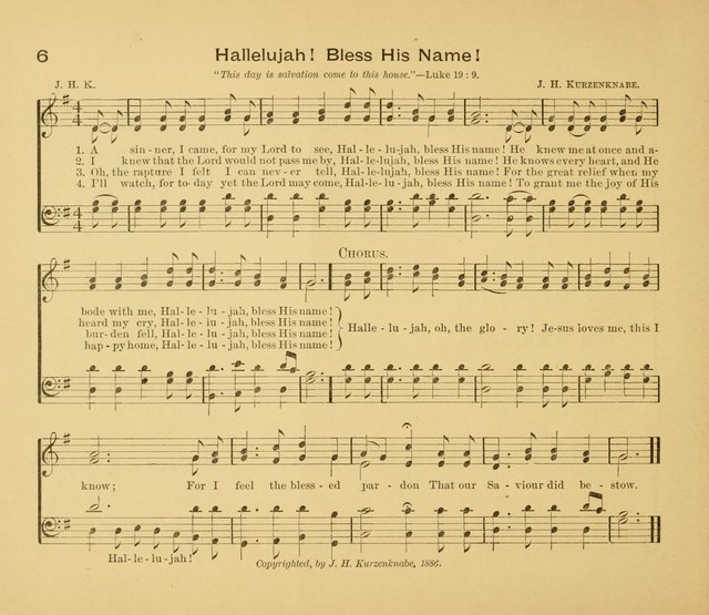 Gates Ajar: a collection of hymns and tunes for use in Sunday schools, praise and prayer meetings page 6