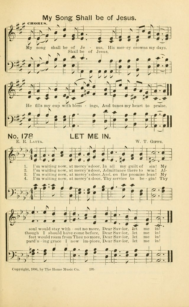 Glory Bells: a collection of new hymns and new music for Sunday-schools, gospel meetings, revivals, Christian Endeavor societies, Epworth Leagues, etc.  page 193