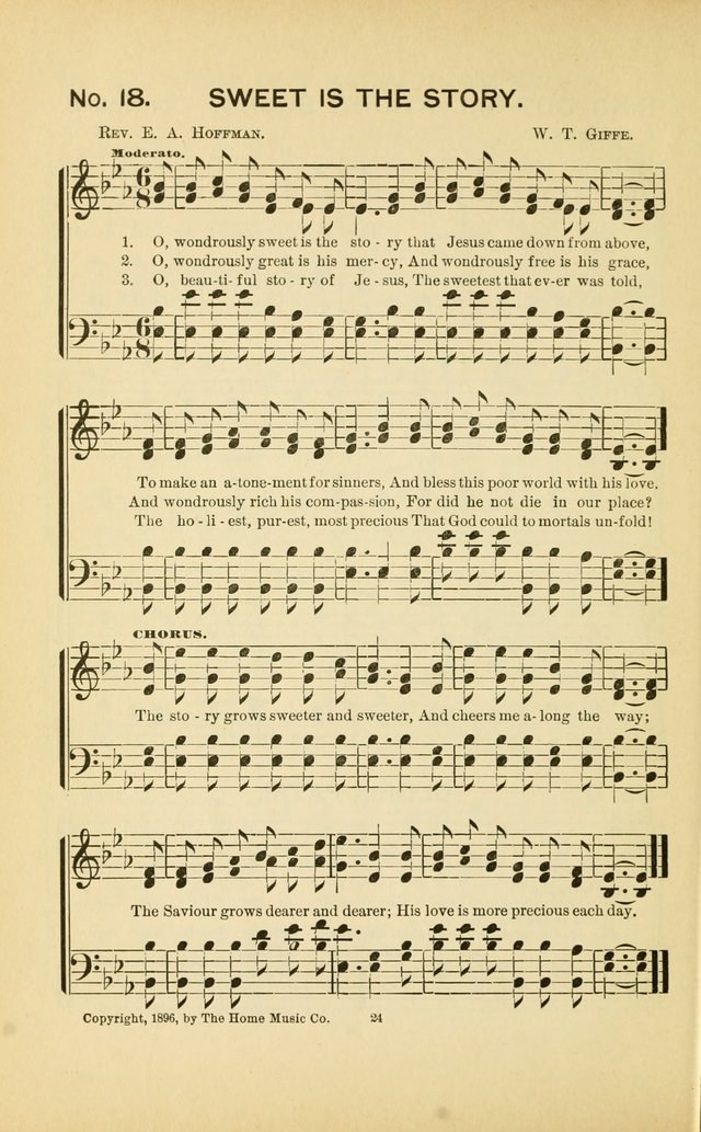 Glory Bells: a collection of new hymns and new music for Sunday-schools, gospel meetings, revivals, Christian Endeavor societies, Epworth Leagues, etc.  page 22