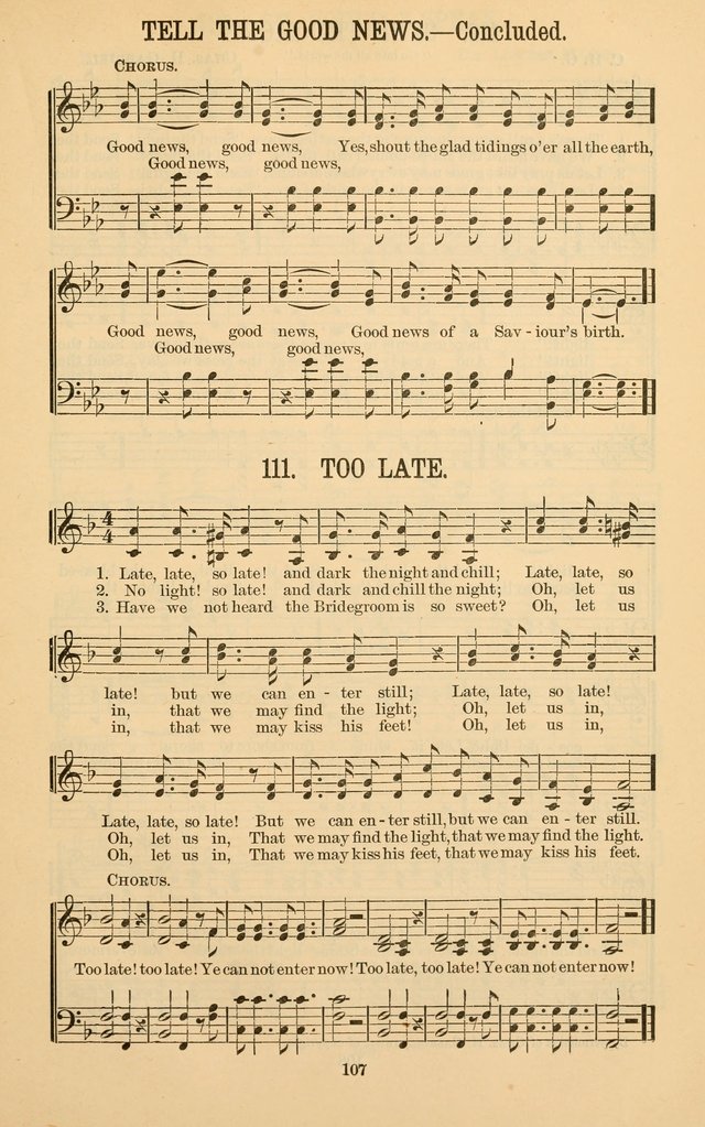 The Gospel Call: choice songs for revivals, Sunday-schools and the church page 107