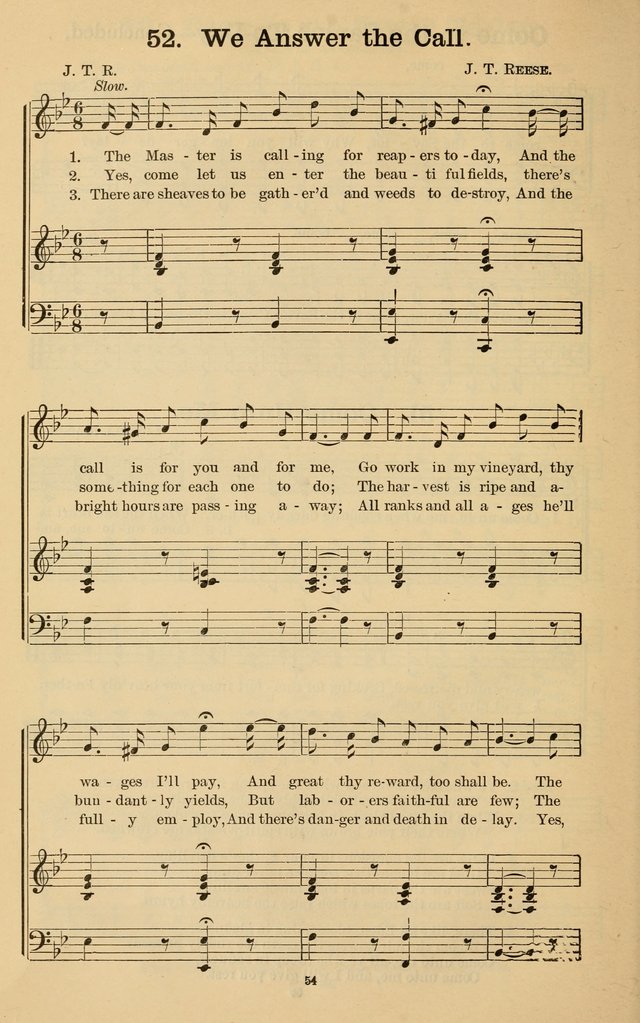 The Gospel Call: choice songs for revivals, Sunday-schools and the church page 54