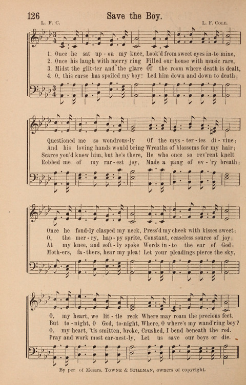 The Glorious Cause: a Collection of Songs, Hymns and Choruses for Earnest Temperance Workers page 126