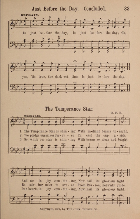 The Glorious Cause: a Collection of Songs, Hymns and Choruses for Earnest Temperance Workers page 33