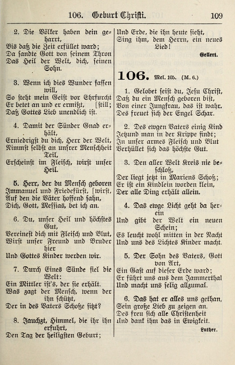 Gesangbuch für deutsche Gemeinden: enthaltend Psalmen und geistliche Lieder für öffentlichen und häuslichen Gottesdienst page 109