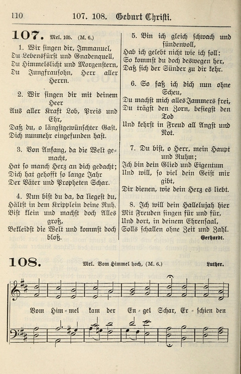 Gesangbuch für deutsche Gemeinden: enthaltend Psalmen und geistliche Lieder für öffentlichen und häuslichen Gottesdienst page 110