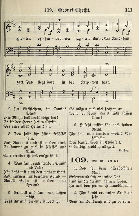 Gesangbuch für deutsche Gemeinden: enthaltend Psalmen und geistliche Lieder für öffentlichen und häuslichen Gottesdienst page 111