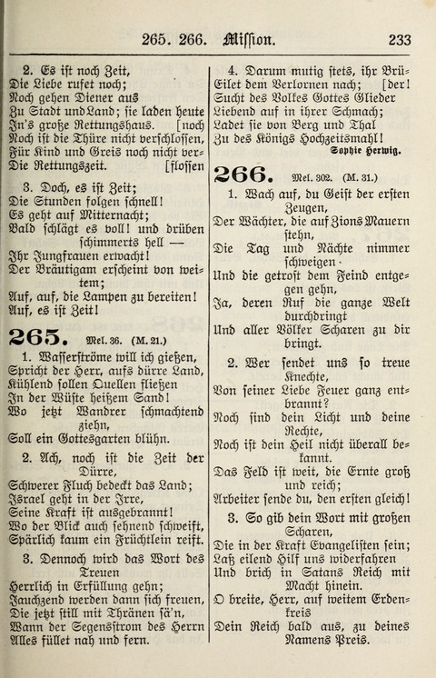 Gesangbuch für deutsche Gemeinden: enthaltend Psalmen und geistliche Lieder für öffentlichen und häuslichen Gottesdienst page 233