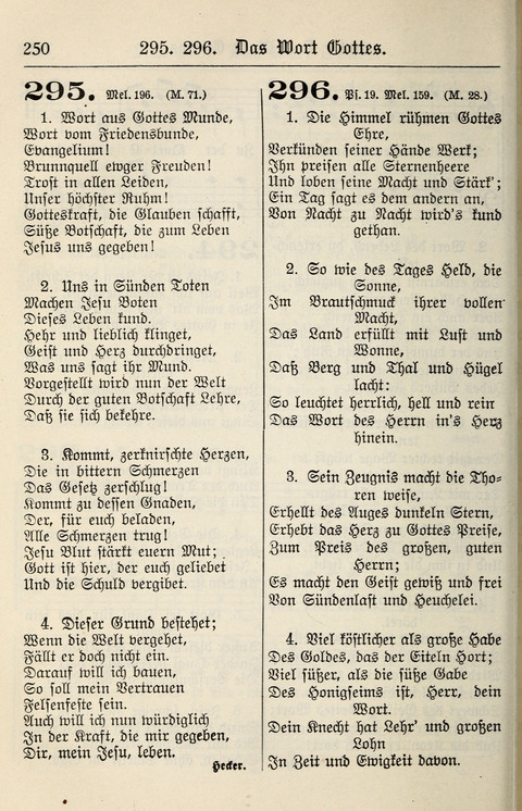 Gesangbuch für deutsche Gemeinden: enthaltend Psalmen und geistliche Lieder für öffentlichen und häuslichen Gottesdienst page 250