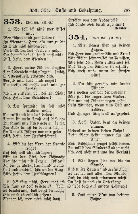 Gesangbuch für deutsche Gemeinden: enthaltend Psalmen und geistliche Lieder für öffentlichen und häuslichen Gottesdienst page 287