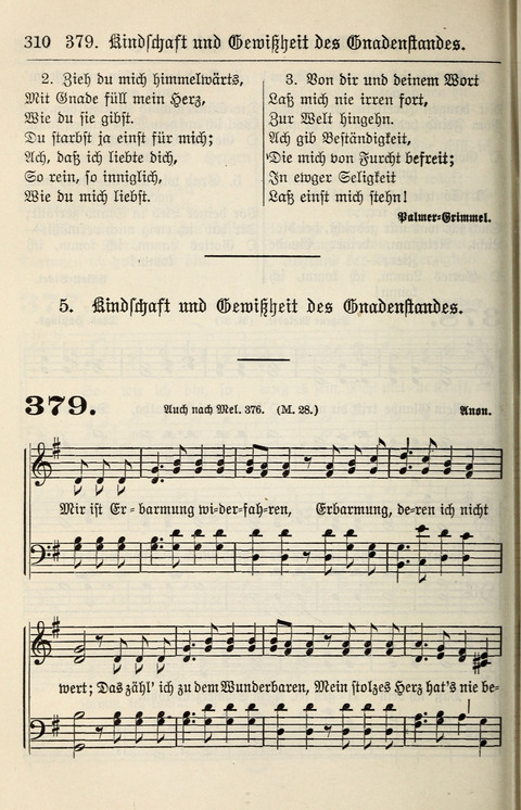 Gesangbuch für deutsche Gemeinden: enthaltend Psalmen und geistliche Lieder für öffentlichen und häuslichen Gottesdienst page 310