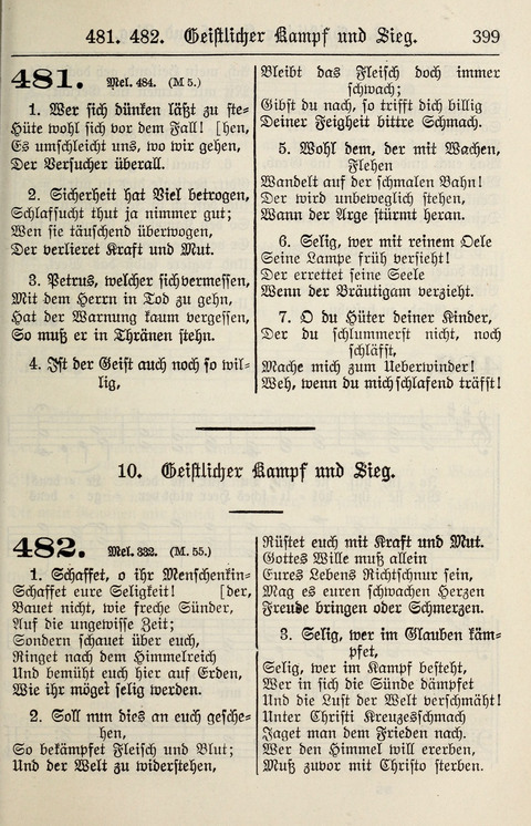 Gesangbuch für deutsche Gemeinden: enthaltend Psalmen und geistliche Lieder für öffentlichen und häuslichen Gottesdienst page 399