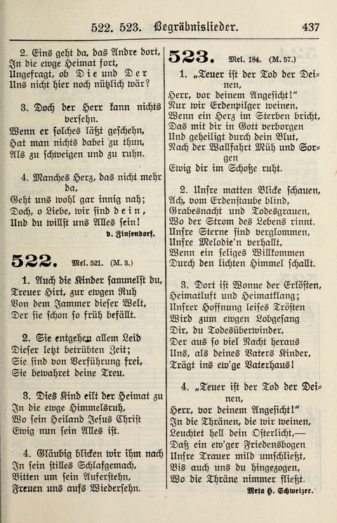 Gesangbuch für deutsche Gemeinden: enthaltend Psalmen und geistliche Lieder für öffentlichen und häuslichen Gottesdienst page 437