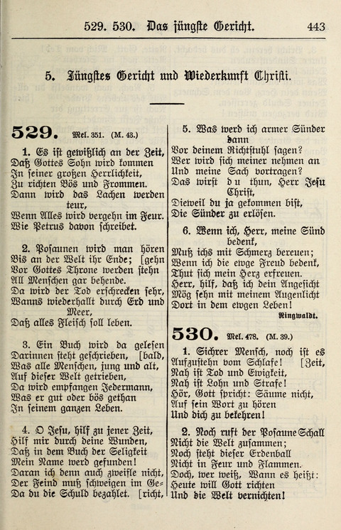 Gesangbuch für deutsche Gemeinden: enthaltend Psalmen und geistliche Lieder für öffentlichen und häuslichen Gottesdienst page 443