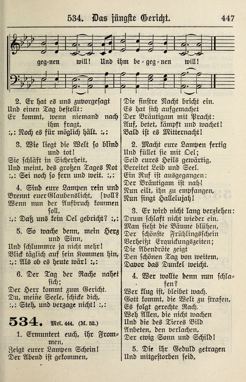 Gesangbuch für deutsche Gemeinden: enthaltend Psalmen und geistliche Lieder für öffentlichen und häuslichen Gottesdienst page 447