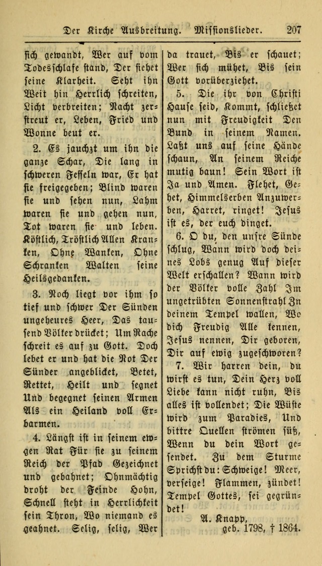 Gesangbuch der Evangelischen Kirche: herausgegeben von der Deutschen Evangelischen Synode von Nord-Amerika page 207