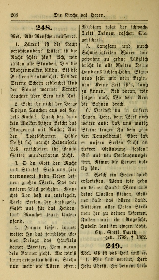 Gesangbuch der Evangelischen Kirche: herausgegeben von der Deutschen Evangelischen Synode von Nord-Amerika page 208