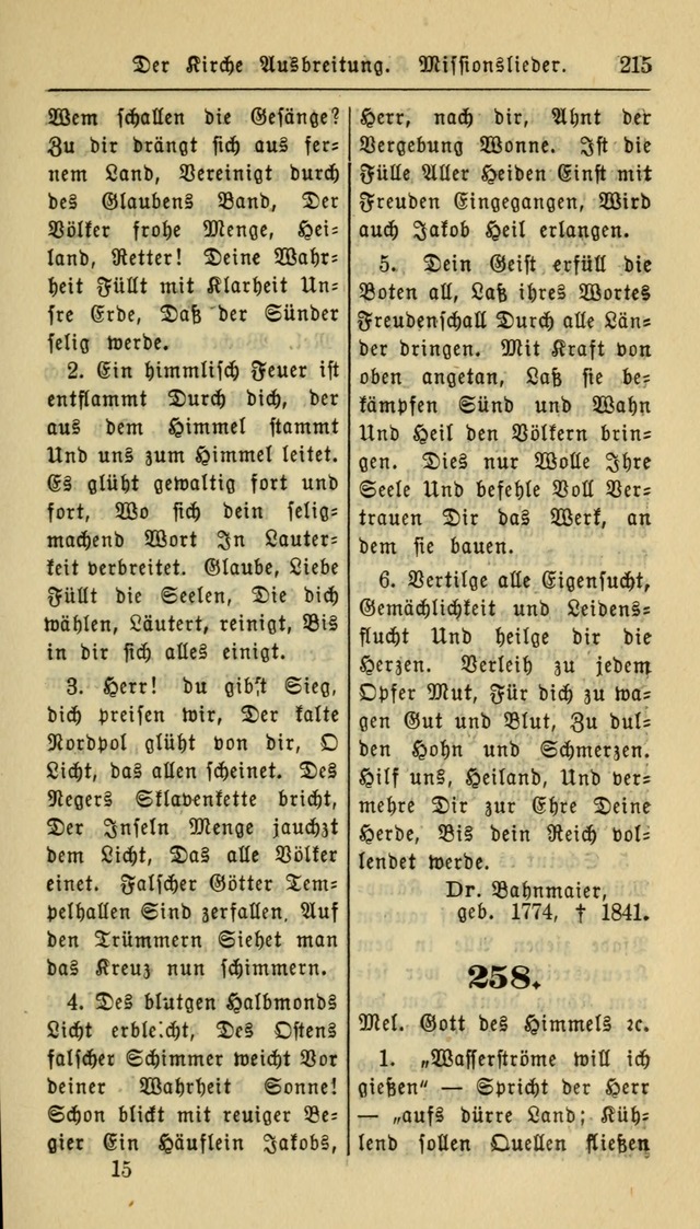 Gesangbuch der Evangelischen Kirche: herausgegeben von der Deutschen Evangelischen Synode von Nord-Amerika page 215