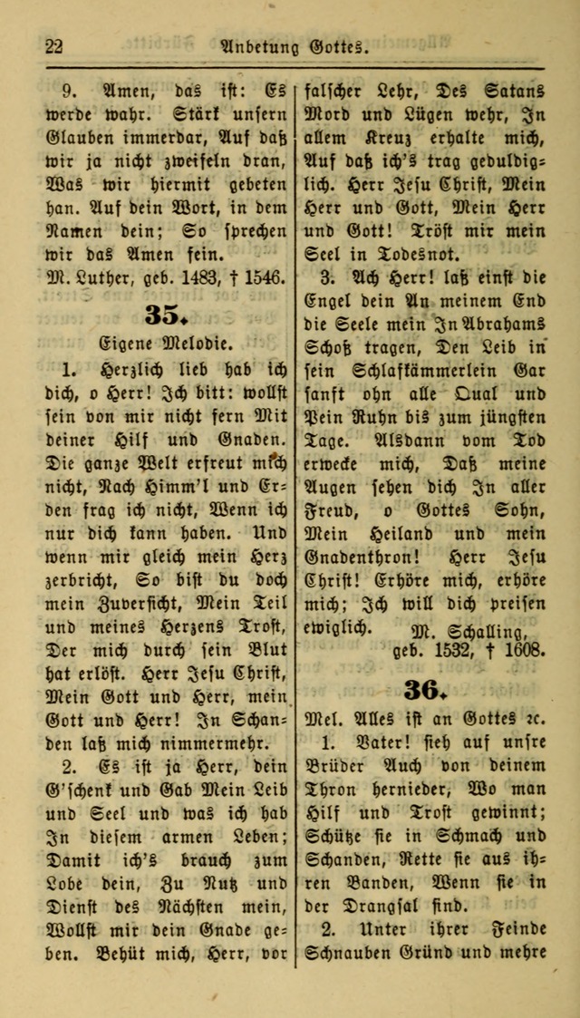 Gesangbuch der Evangelischen Kirche: herausgegeben von der Deutschen Evangelischen Synode von Nord-Amerika page 22