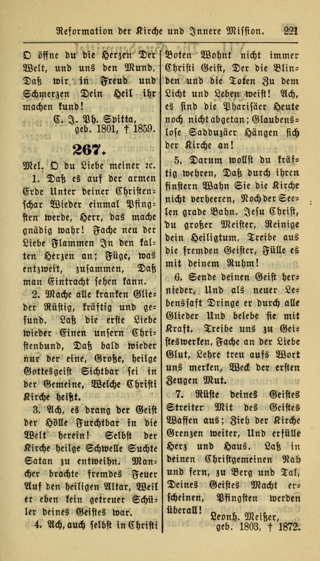 Gesangbuch der Evangelischen Kirche: herausgegeben von der Deutschen Evangelischen Synode von Nord-Amerika page 221