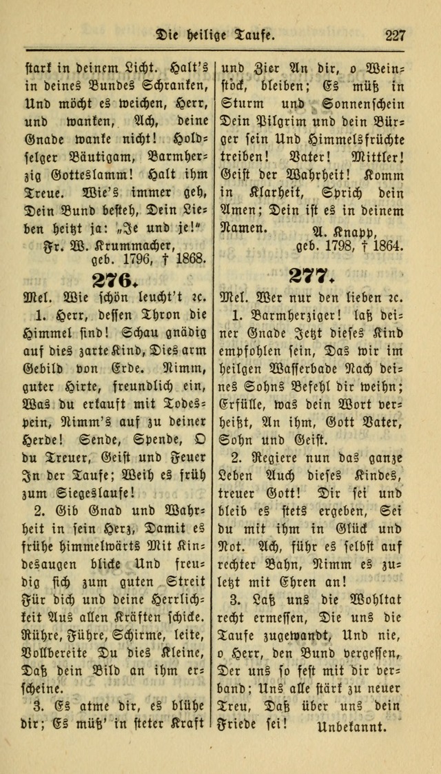 Gesangbuch der Evangelischen Kirche: herausgegeben von der Deutschen Evangelischen Synode von Nord-Amerika page 227