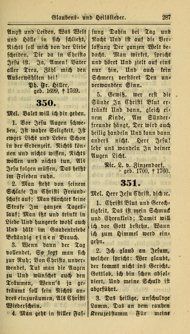 Gesangbuch der Evangelischen Kirche: herausgegeben von der Deutschen Evangelischen Synode von Nord-Amerika page 287