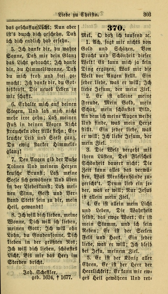 Gesangbuch der Evangelischen Kirche: herausgegeben von der Deutschen Evangelischen Synode von Nord-Amerika page 303