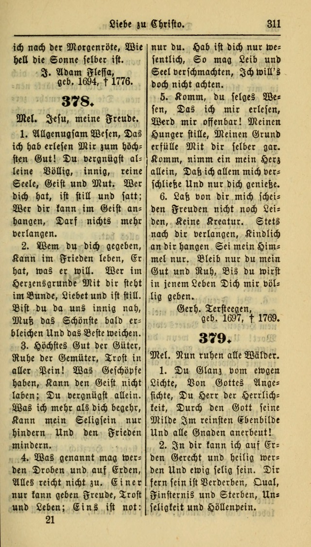 Gesangbuch der Evangelischen Kirche: herausgegeben von der Deutschen Evangelischen Synode von Nord-Amerika page 311