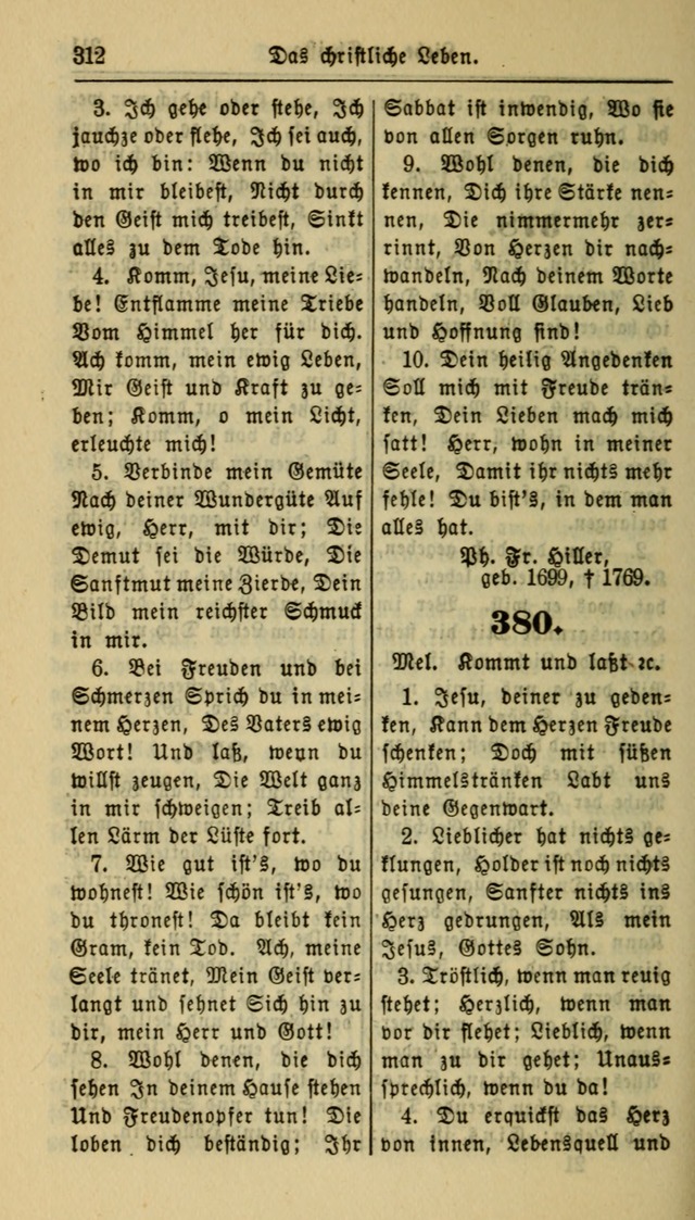 Gesangbuch der Evangelischen Kirche: herausgegeben von der Deutschen Evangelischen Synode von Nord-Amerika page 312