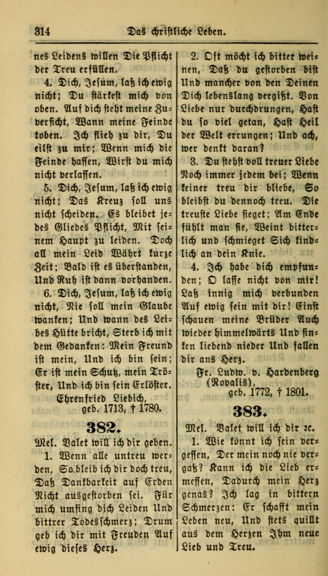 Gesangbuch der Evangelischen Kirche: herausgegeben von der Deutschen Evangelischen Synode von Nord-Amerika page 314