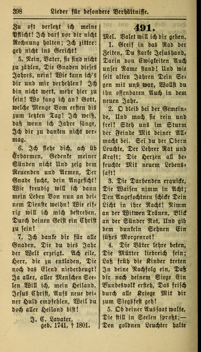 Gesangbuch der Evangelischen Kirche: herausgegeben von der Deutschen Evangelischen Synode von Nord-Amerika page 398