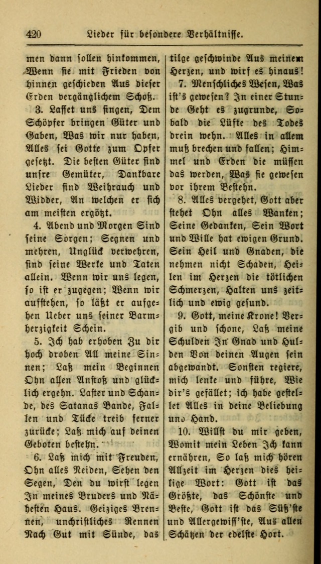 Gesangbuch der Evangelischen Kirche: herausgegeben von der Deutschen Evangelischen Synode von Nord-Amerika page 420