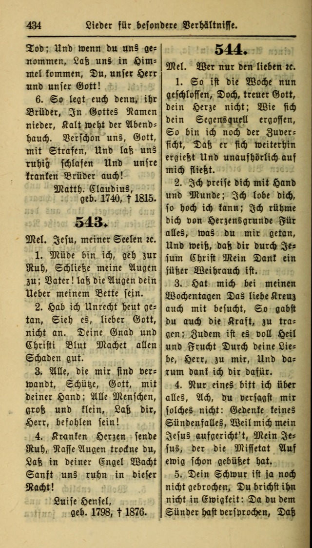 Gesangbuch der Evangelischen Kirche: herausgegeben von der Deutschen Evangelischen Synode von Nord-Amerika page 434