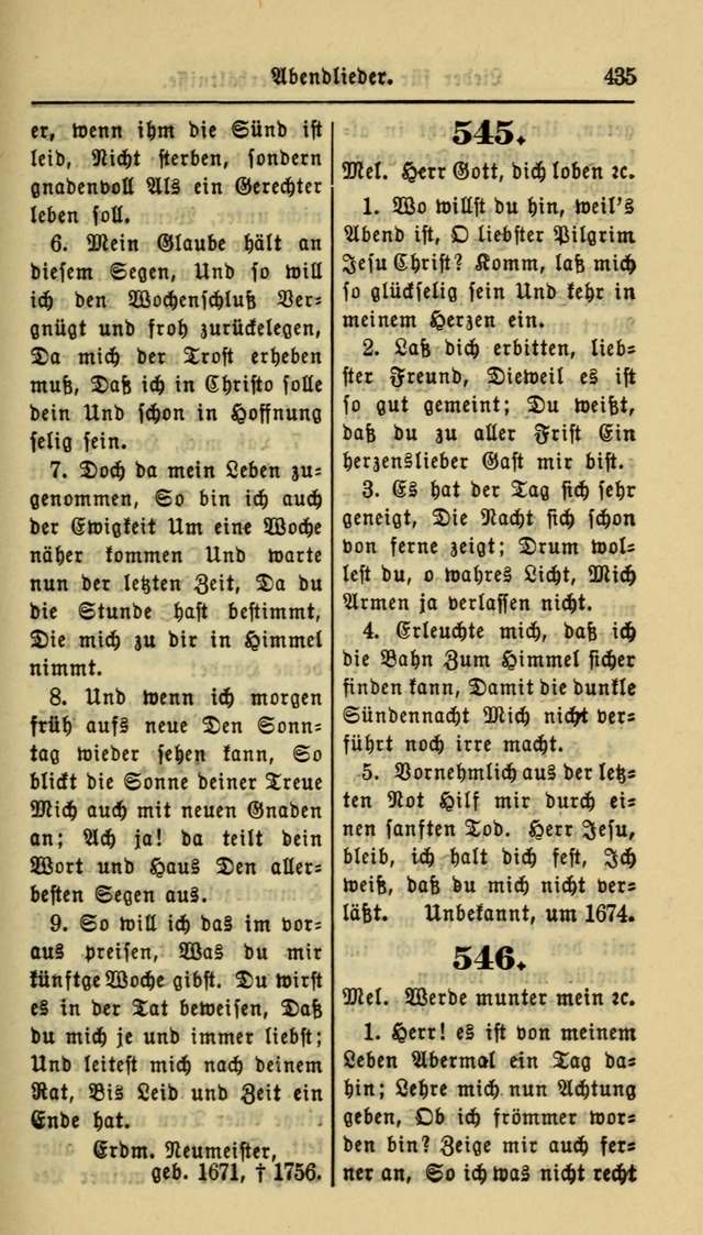 Gesangbuch der Evangelischen Kirche: herausgegeben von der Deutschen Evangelischen Synode von Nord-Amerika page 435