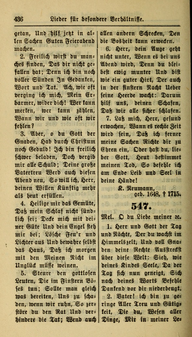 Gesangbuch der Evangelischen Kirche: herausgegeben von der Deutschen Evangelischen Synode von Nord-Amerika page 436