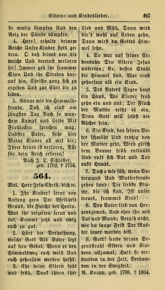 Gesangbuch der Evangelischen Kirche: herausgegeben von der Deutschen Evangelischen Synode von Nord-Amerika page 447