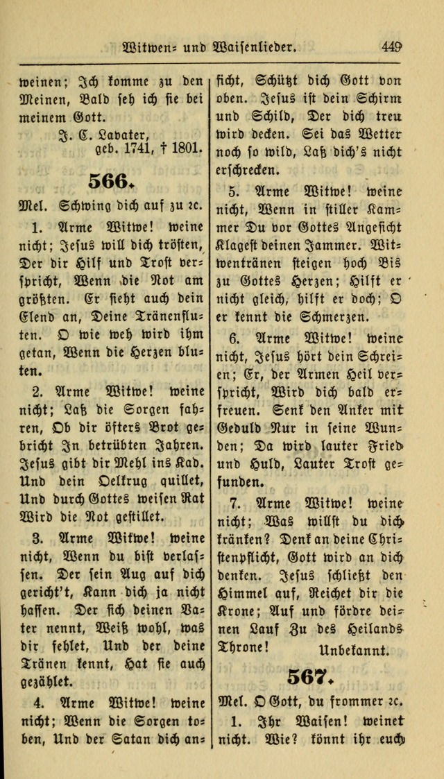 Gesangbuch der Evangelischen Kirche: herausgegeben von der Deutschen Evangelischen Synode von Nord-Amerika page 449