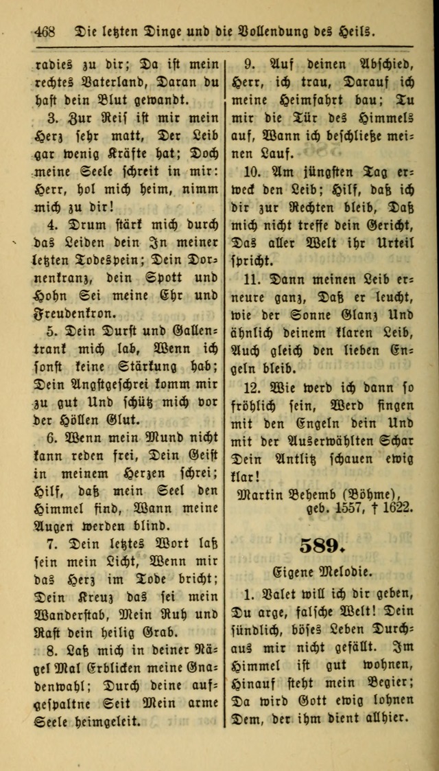 Gesangbuch der Evangelischen Kirche: herausgegeben von der Deutschen Evangelischen Synode von Nord-Amerika page 468