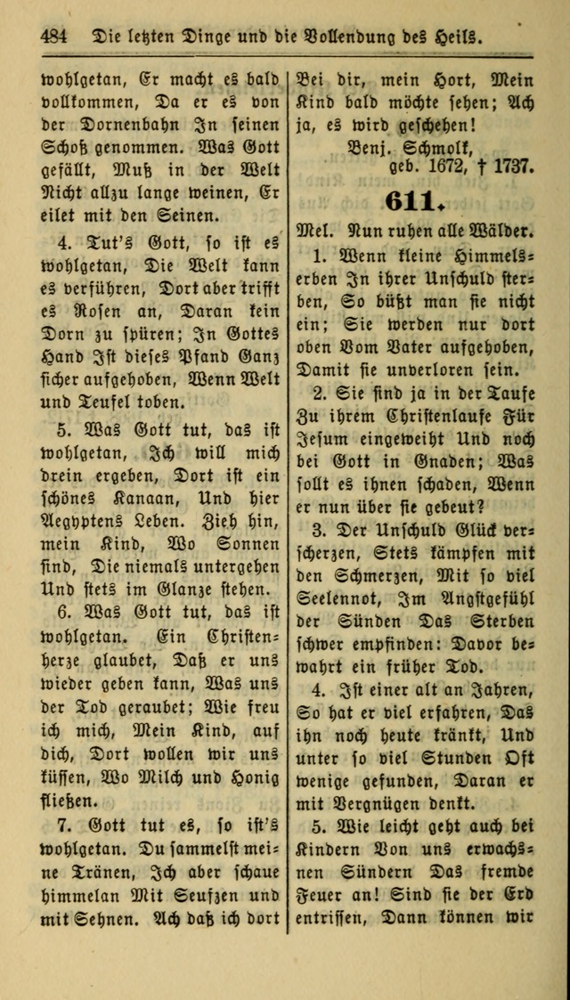 Gesangbuch der Evangelischen Kirche: herausgegeben von der Deutschen Evangelischen Synode von Nord-Amerika page 484