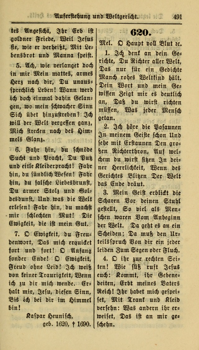 Gesangbuch der Evangelischen Kirche: herausgegeben von der Deutschen Evangelischen Synode von Nord-Amerika page 491