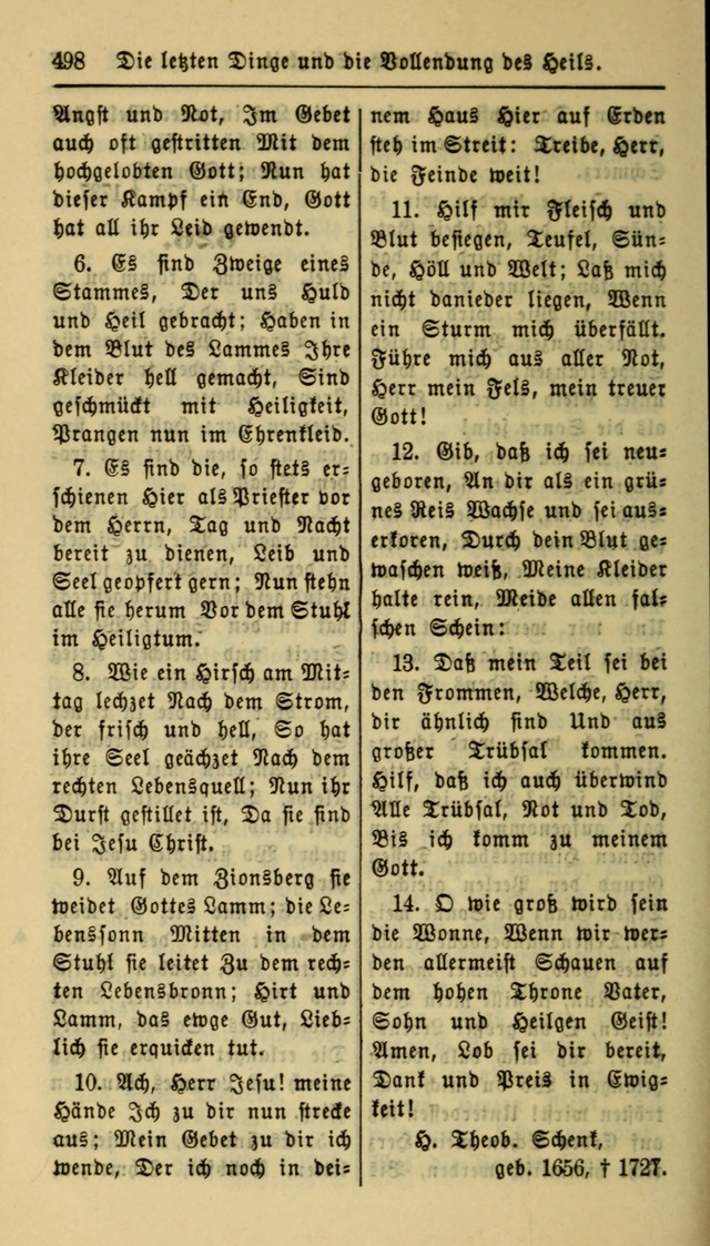 Gesangbuch der Evangelischen Kirche: herausgegeben von der Deutschen Evangelischen Synode von Nord-Amerika page 498